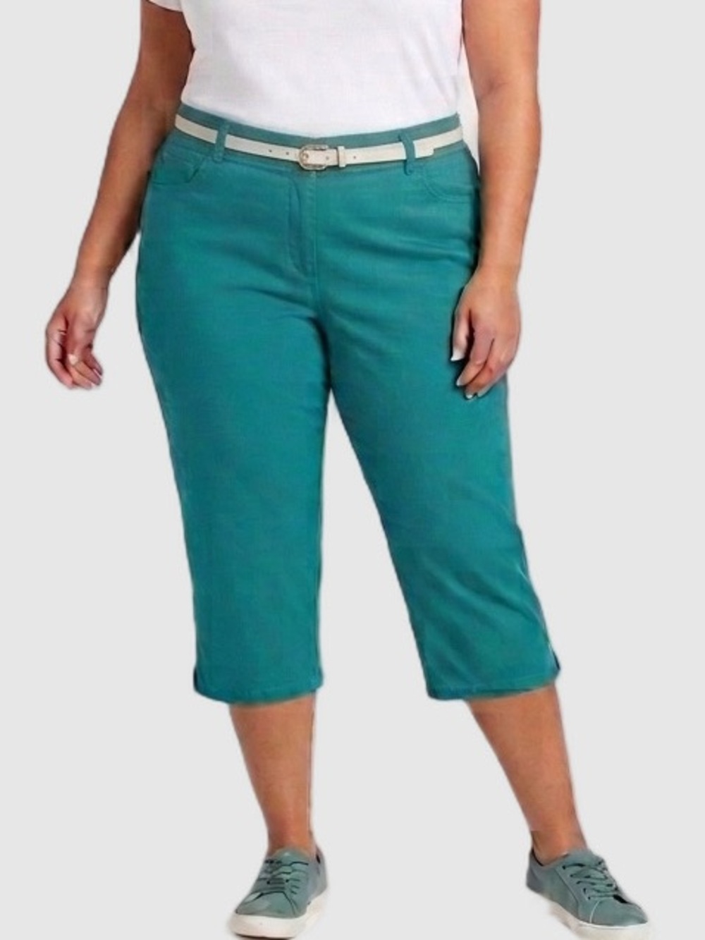 NWT RIDERS BY LEE Teal Chino Slimming Capris 24W